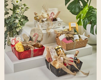 Italienische leere Geschenkkörbe - 5er-Set, anpassbare Kartonschalen