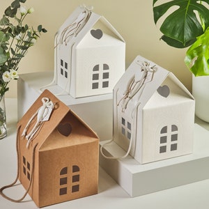 Paquete de 5 cajas de regalo con forma de casa (7,87 x 7,87 x 7,08 pulgadas) - Cajas Mansion ideales para cajas de regalo de Navidad y cajas navideñas para golosinas