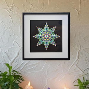 Lebendiges Mandala-Gemälde der Gelassenheit. Handgemalt. Wanddekoration, spirituelle, energetische Wandkunst. Einzigartiges Hängegemälde.