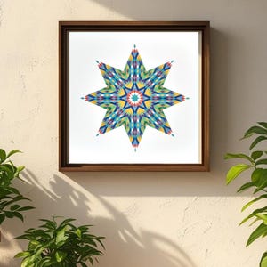 Stampa su carta "Mandala Serenità Vibrante". Stampa artistica da parete energizzante, decorazione per la casa e per l'ufficio. Disponibile in 2 misure.