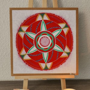 Pintura acrílica sobre cartón kraft. Decoración de interiores, arte mural de oficina, dormitorio. Mandala sagrado Arte abstracto. regalo para ella
