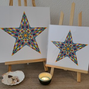 Stampa su carta con mandala vibrazionale FELICITÀ, potente e colorata opera d'arte murale energetica. 2 formati disponibili. Regalo originale