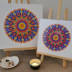 Stampa su carta del Mandala dell'Abbondanza Vibrazionale. Arte energetica colorata per decorare le pareti della casa e del posto di lavoro. 2 formati