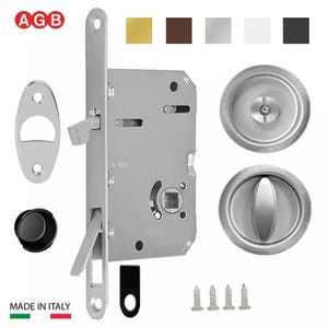 Terms and Conditions Scivola Tre Class Sliding Door Privacy Lock Set w/ Round Handles – Nickel, Chrome, Gold, Bronze, Black, White – for WC/Bathroom Doors