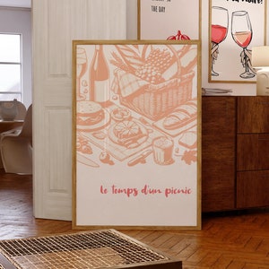 French Food Printable: Picnic Poster, French Quote, Foodie gift, French Affiche, Restaurant, Colourful Print for Kitchen, Wine Poster