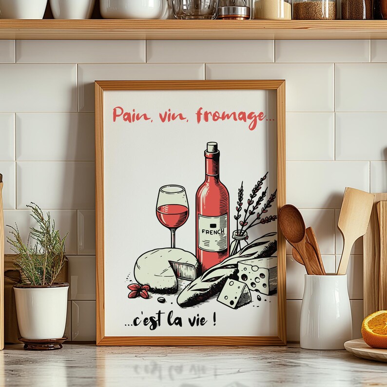 French Wine Digital Download: Kitchen and Bar Wall Art, French Affiche ...