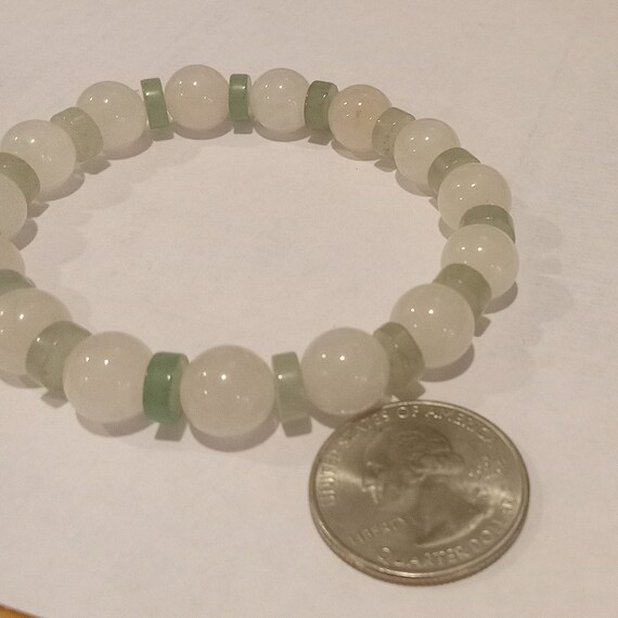 Vintage full bead white jade nephrite green Jadei… - image 3