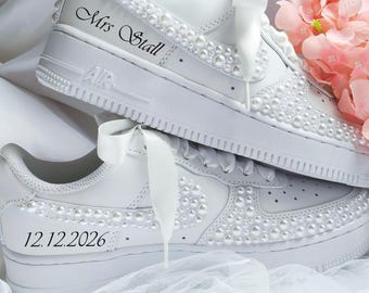 Zapatillas de novia de perlas hechas a mano - Zapatillas de novia de perlas personalizadas - Regalos para el Día de la Madre - Fiesta de Solteros - Regalos de Aniversario - Zapatos de Boda