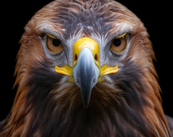 Stunning Golden Eagle Digital Print - Intense Close-Up Artwork - Office & Living Room Decor - Unique Wildlife Gift