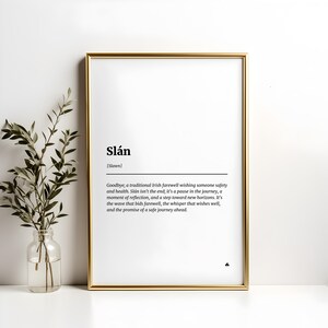 Irish Print &quot;Slán&quot; Definition, Unique Wall Art for Home Decor, Perfect Irish Gift