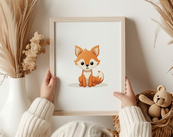 Cute Fox print - Adorable Fox Digital Artwork, Perfect Nursery Decor, Instant Download, Charming Baby Shower Gift