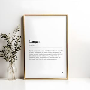 Langer Wall Art Gift, Irish Gift, Irish Print, Irish Home Decor, Ireland Print, Ireland Art