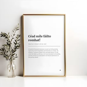 Céad míle fáilte Wall Art Gift, Irish Gift, Irish Print, Irish Home Decor, Ireland Print, Ireland Art