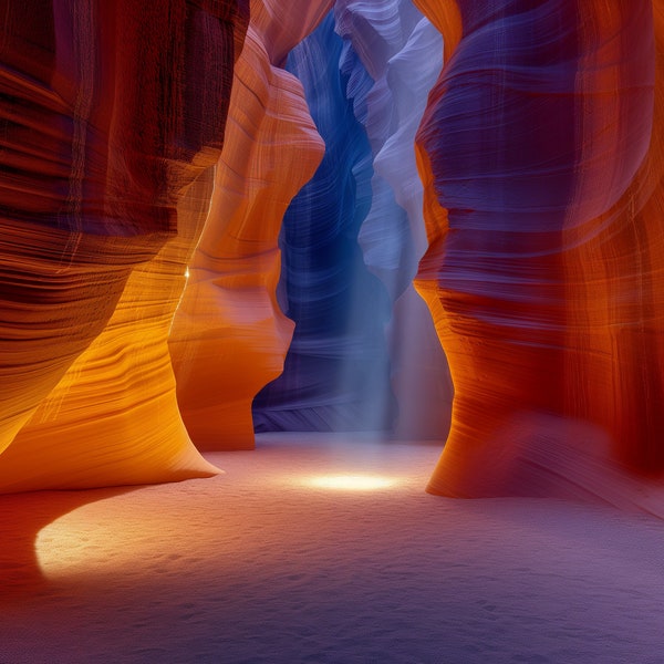 Antelope Canyon Art Light Shaft - Vibrant High-Res Outdoor Photography Print, Perfect Wall Decor for Nature Lovers