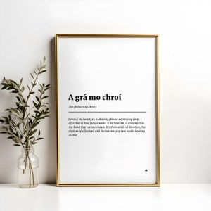 A grá mo chroí Wall Art Gift, Irish Gift, Irish Print, Irish Home Decor, Ireland Print, Ireland Art