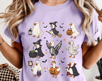 Halloween Goose Shirt, Spooky Goose Tee, Comfort Colors® Funny Ghost Goose, Pumpkin Season Gift, Cute Spooky Goose Tee, Funny Halloween Tee