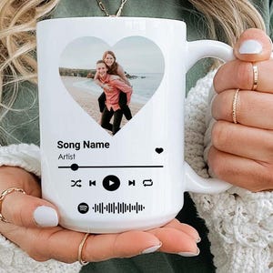 Custom Song Photo Mug, Personalized Music Mugs, Custom Photo Music Mug, Couple Music Gift, Valentine Day Mug Gift, Custom Photo Song Mug