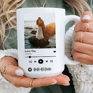 Custom Music Mug, Custom Song Photo Mug, Personalized Mug with Photo and Song, Couple Music Gift, Custom Photo Gift, Custom Photo Song Mug
