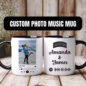 Personalized Music Mugs, Custom Photo Music Mug, Couple Music Gift, Music Love Gift, Couple Mug, Personalized Mug Music, Valentines Gift
