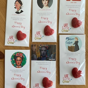50 PCS International Womens Day Gift Card with Plantable Wildflower Seed Bombs from Recycled Paper as Shape of Heart for Corporate