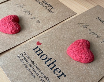 Plantable Unique Mothers Day Favors, Memorial Heart Shape Seed Bomb Gift for Mom, Customized Bulk Gifts for Corporate, Coworkers, Clients