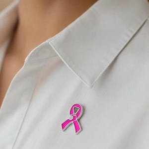 Pink Ribbon Breast Cancer Awareness Lapel Pin, Breast Cancer Accessories, Gift For Her, Lapel Pins, Ribbon Brooch