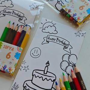 Personalized Birthday Coloring Activity Set with Crayons, Name & Age Label, Kids Party Favor Gift