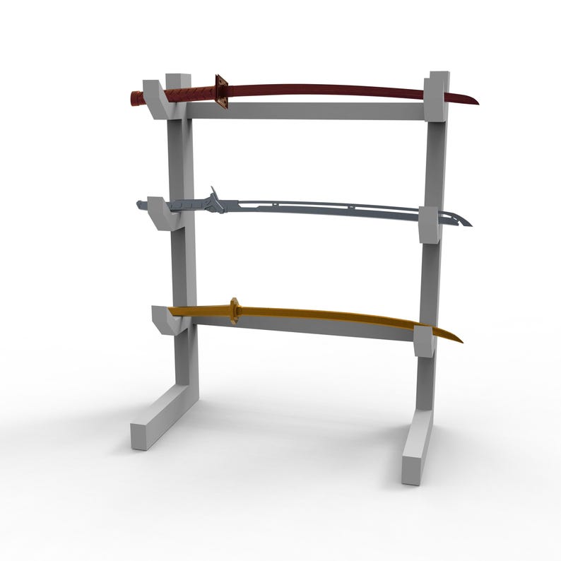 3 Sword , Katana, Including Sword Holder, Sword Rack, Rack Stand for ...