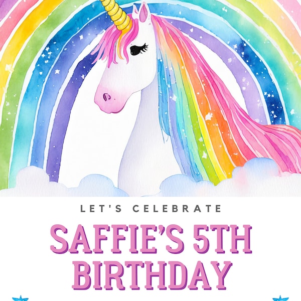 Unicorn children’s birthday party invitation - digital download only