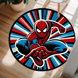 Spiderman, Tapis Spiderman, Tapis Spider man, Carpette, Tapis pour chambre d&#39;enfant, Tapis Spiderman rond, Tapis rond, Tapis pour enfants, Tapis Spiderman, Tapis décoratif