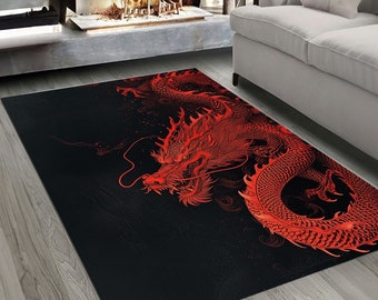 Dragon Design Rug, Mythical Rug, Fantasy Rug, Medieval Rug, Legendary Creature Rug, Interior Design Rug, Living Room Decor Rug, Animal Rug