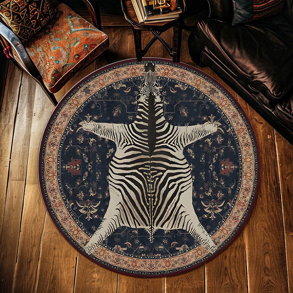 Zebra Design Round Rug,round Rug,zebra Skin Design,zebra With Classsic ...