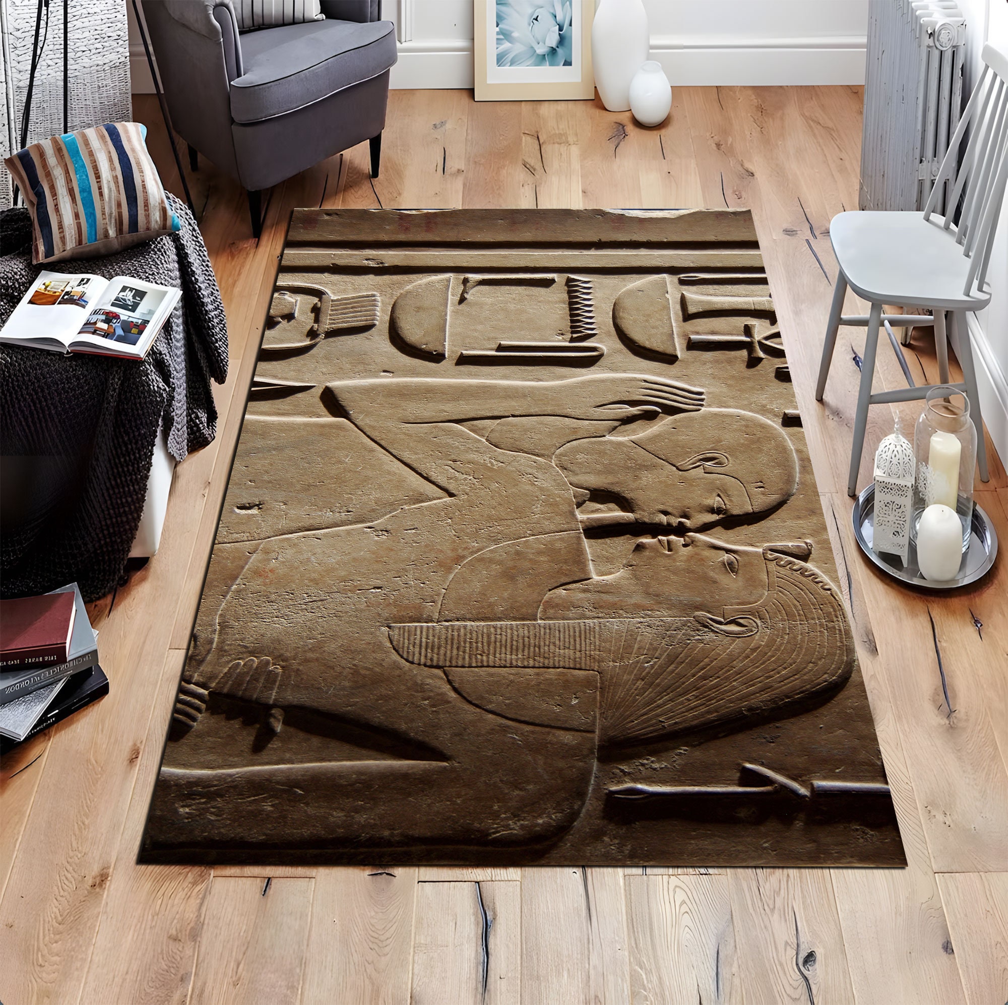 Antique Rug, Ancient Egyptian Rug, Egypt Pattern Rug, Themed Rug, Area ...