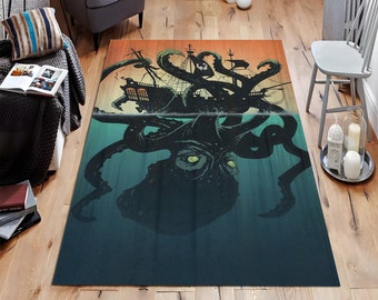 Octopus Pattern, Octopus Rug, Octopus Design, Animals Rug, Decorative Rug, Fantastic Rug, Salon Room Rug, Housewarming Gift