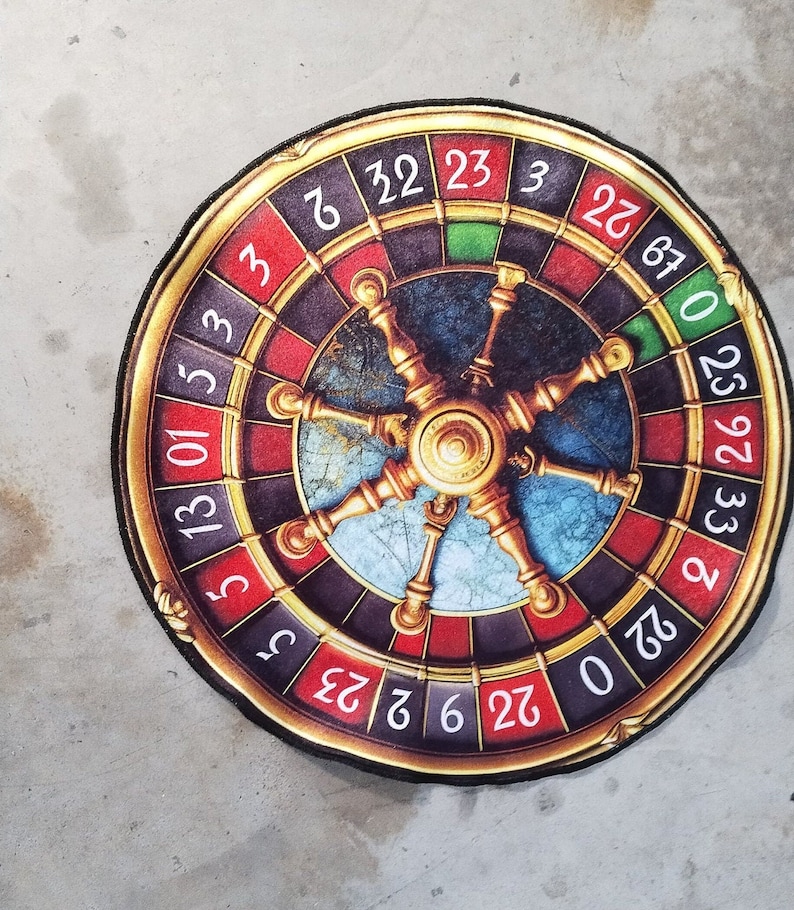 Roulette Rug Roulette Wheel Design Rug, Round Rug, Casino Decor, Game Room Rug, Fun ...