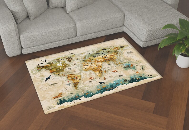 World Explorer Rug Map Design Rug,world Map Rug,vintage Map Design Rug,explorer Rug ...