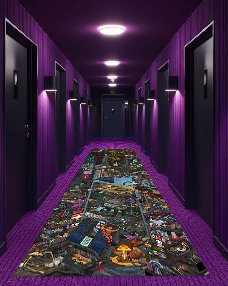 Cyberpunk Rug Texture Cyberpunk City Runner Rug, Neon Sci-fi Urban Carpet, Futuristic Gaming ...