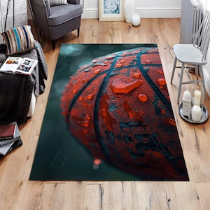 Basketball Design Rug, Sports Rug, Basketball Court Rug, Basketball Hoop Rug, Athletic Rug, Game Room Rug, Sporty Rug, Living Room Decor Rug