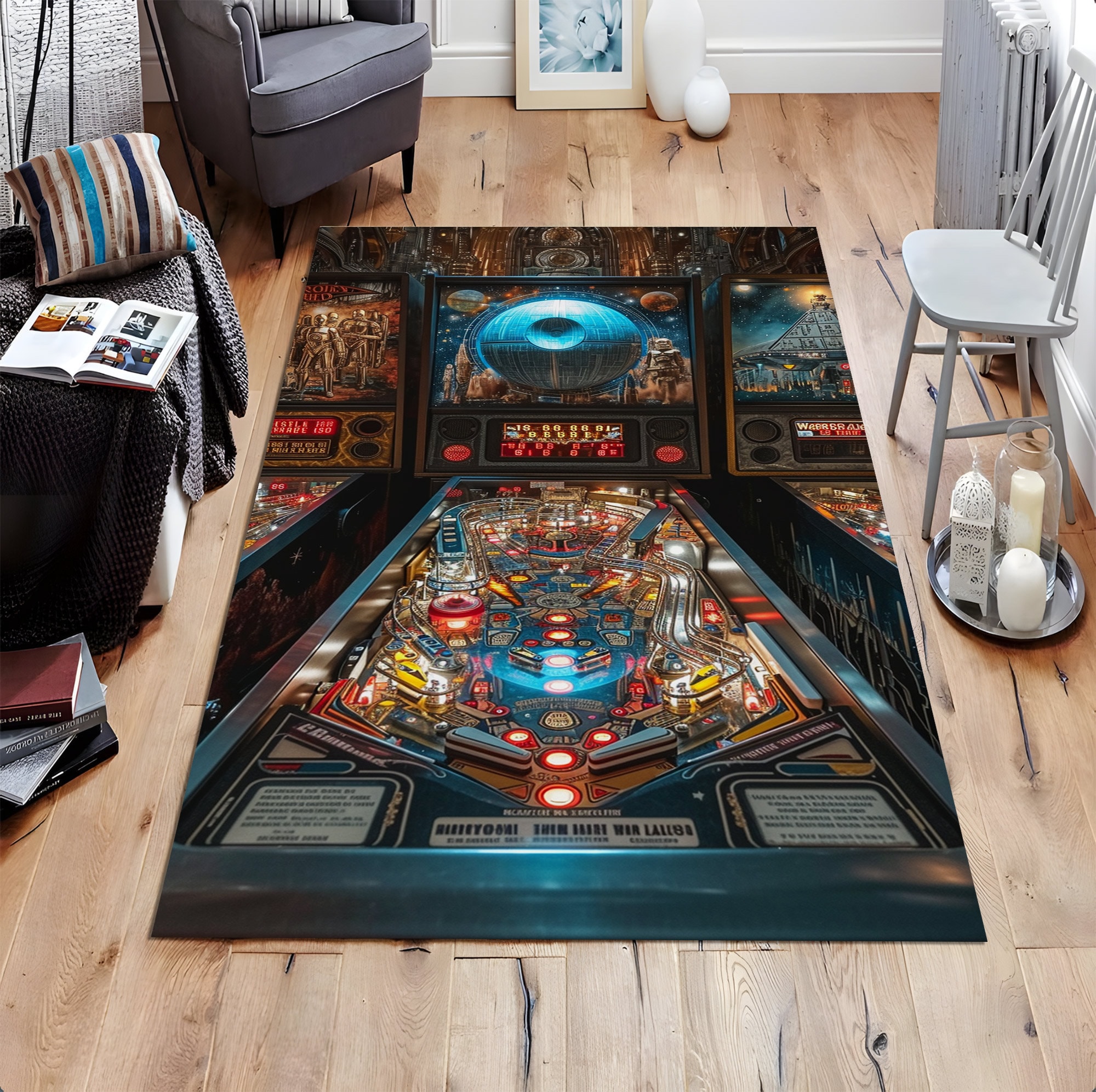 Pinball Machine Design Rug, Arcade Rug, Gaming Rug, Retro Rug, Vintage ...