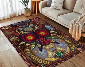 The Legend of Zelda,Majora's Mask Area Rug,Gaming Rug,Video Game Rug,Rugs For Living Room,Home Decor Rug,Zelda Rug,Zelda Rug Majoras Mask