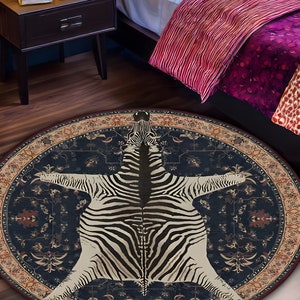 Zebra Design Round Rug,round Rug,zebra Skin Design,zebra With Classsic ...