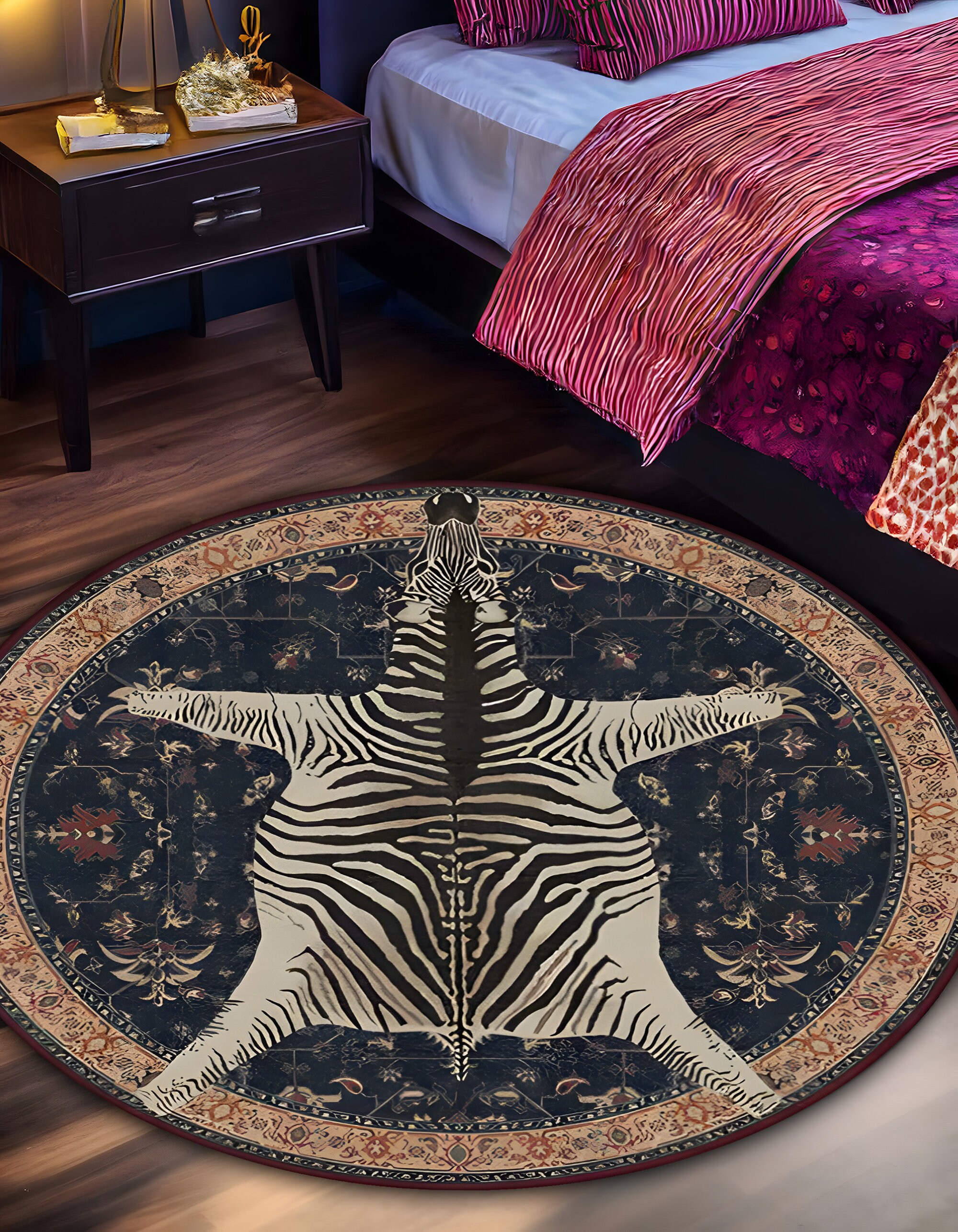 Zebra Design Round Rug,round Rug,zebra Skin Design,zebra With Classsic ...