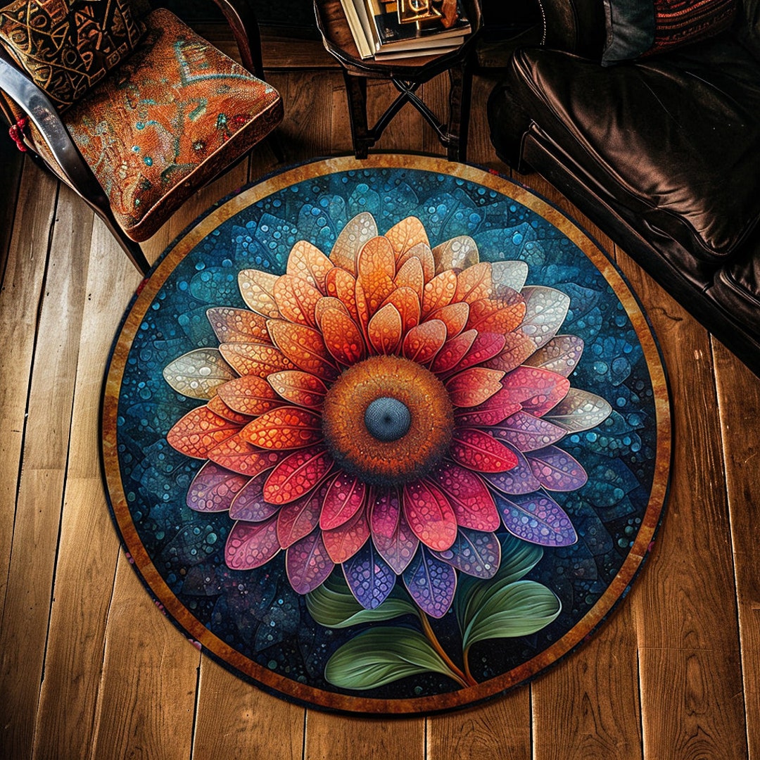 Mandala Rug Design Round Rug, Mandala Design Rug, Bohemian Decor, Meditative Rug ...