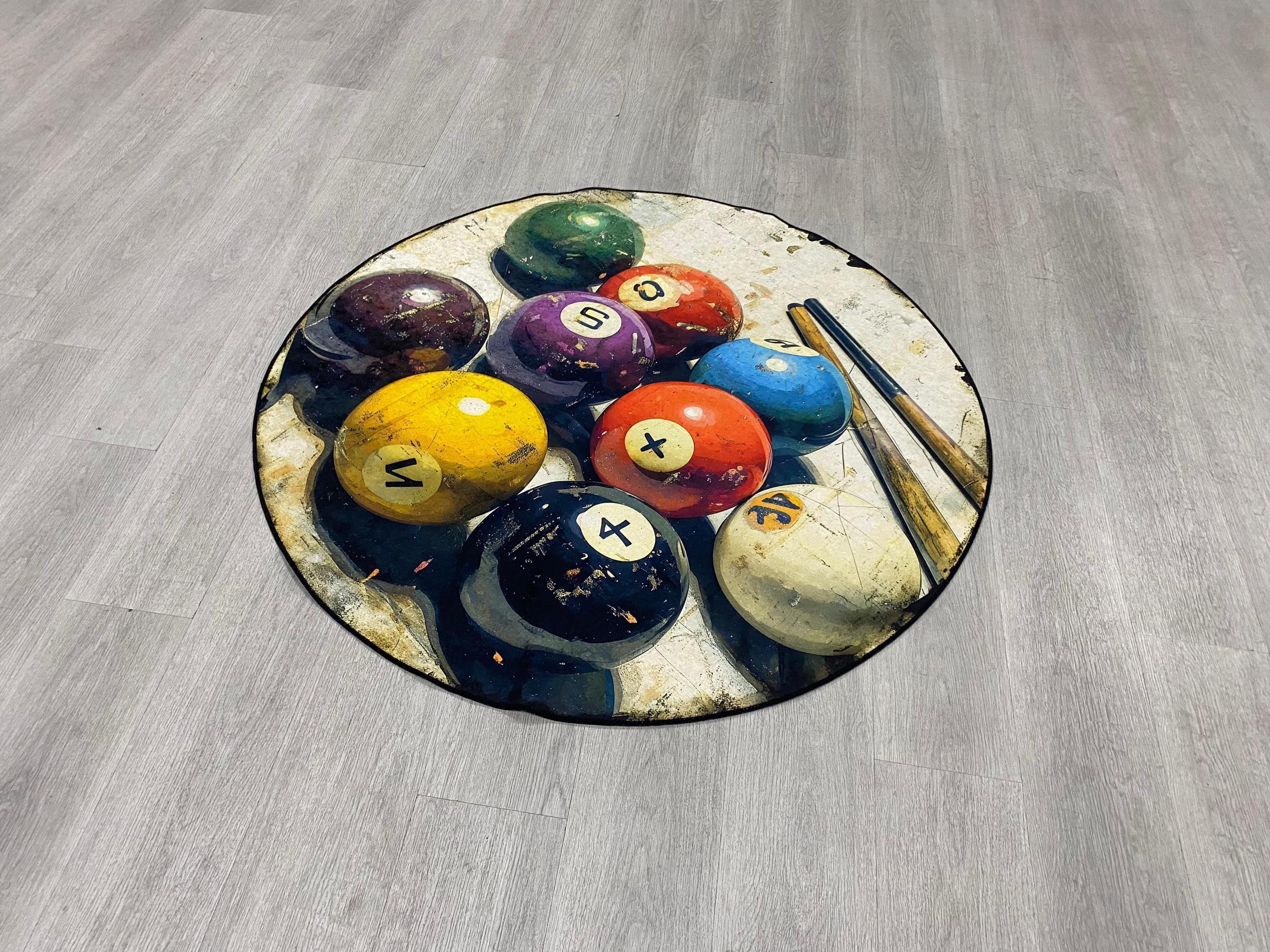 Round Rug, Billiard Design Rug, Game Room Decor, Man Cave Rug, Home ...