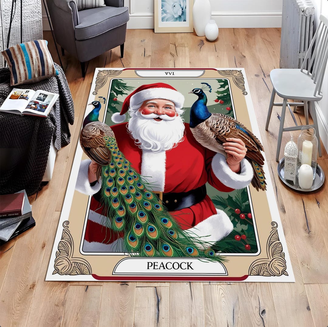Santa Claus Tarot Rug,peacock Rug,christmas Peacock Rug,santa Claus Rug ...