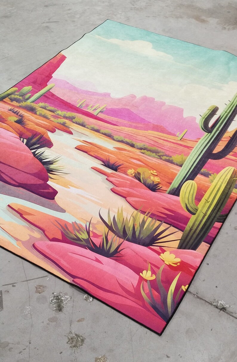 Arizona Landscape Design Rug, Desert Rug, Southwest Rug, Cactus Rug ...