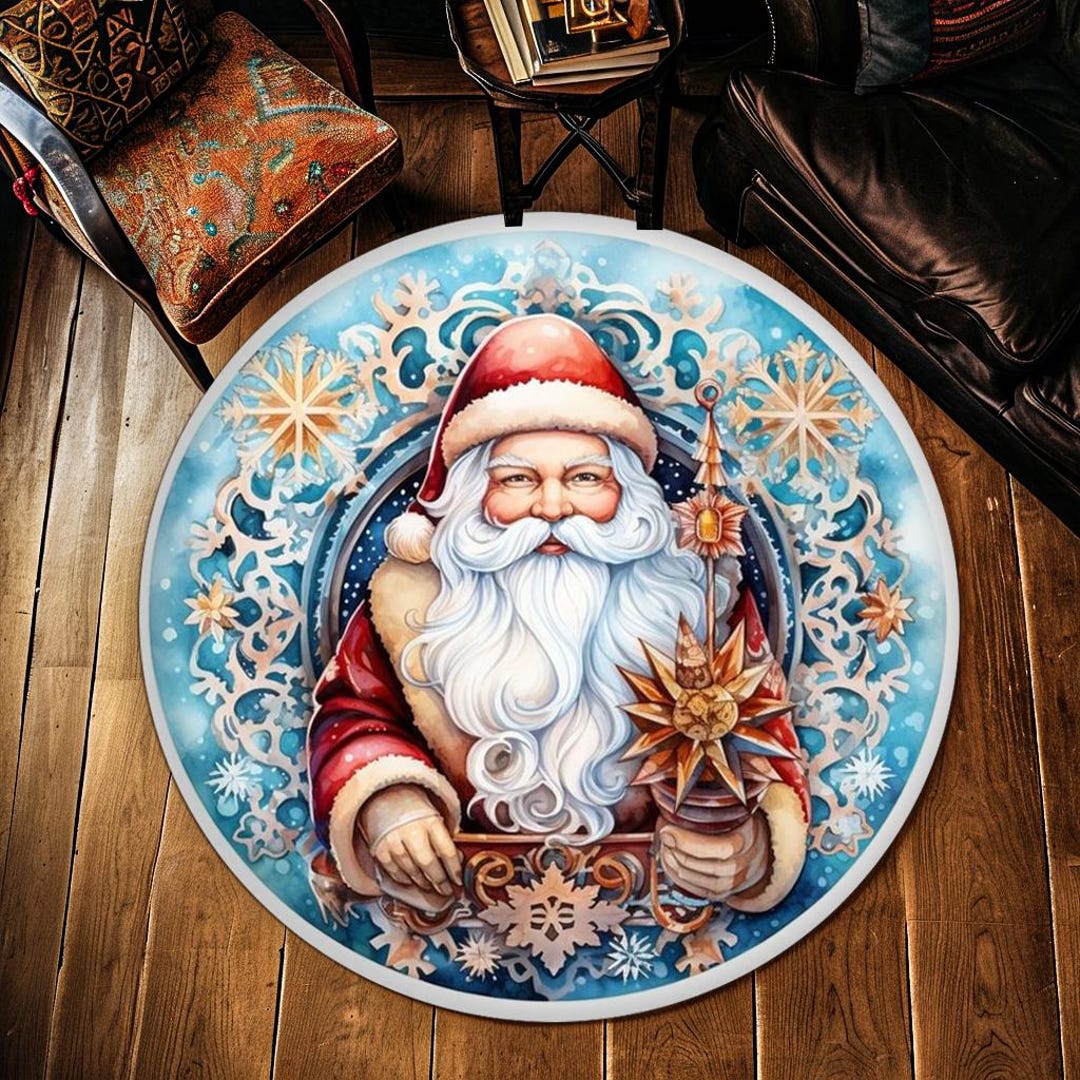 Santa Claus Christmas Floor Decor Rug,round Rug,merry Christmas Area ...