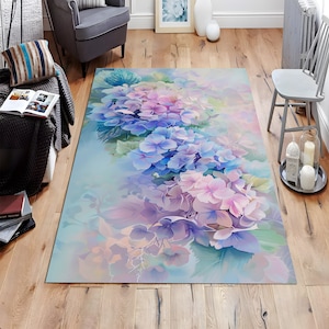 Pastel Colors Flower Design Rug, Floral Rug, Garden Rug, Botanical Rug, Spring Rug, Nature Rug, Whimsical Rug, Bedroom Rug, Livingroom Rug