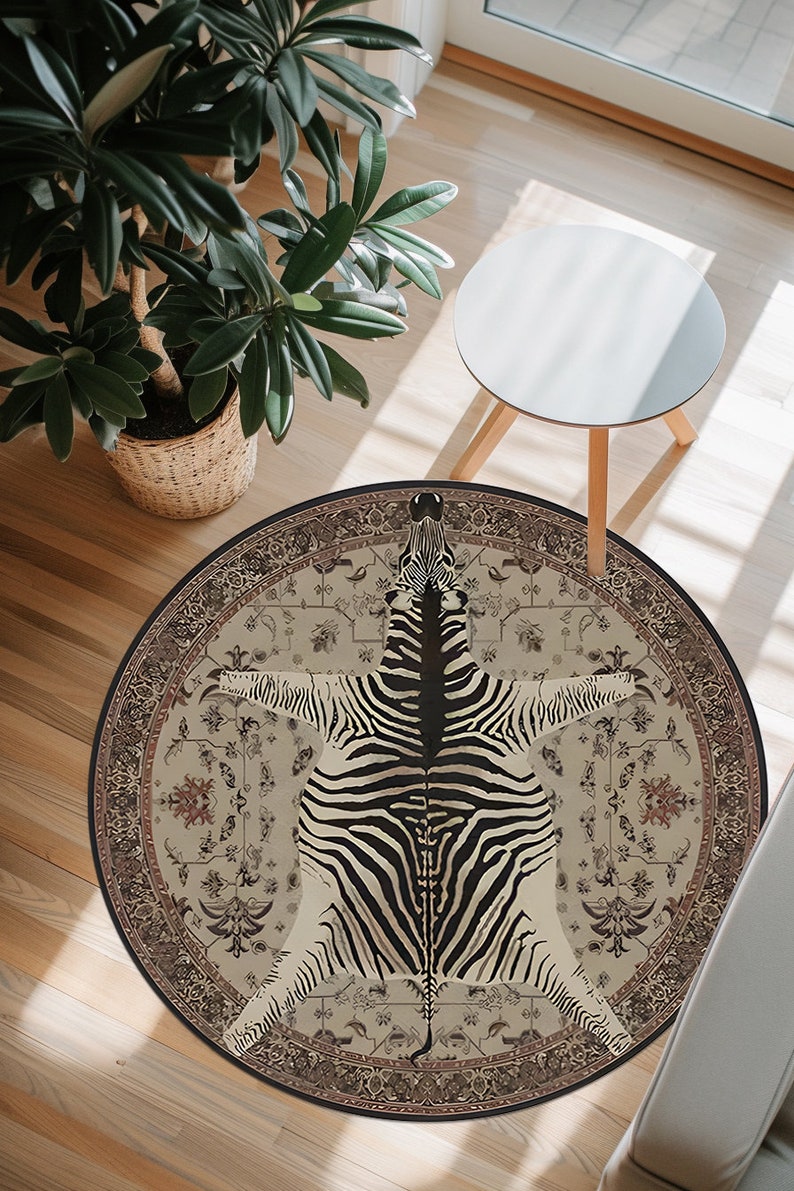 Zebra Design Round Rug,round Rug,zebra Skin Design,zebra With Classsic ...