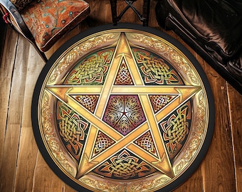 Alfombra de astrología, Alfombra con estampado de la bruja del amor, Decoración de películas, Pentagrama rojo, Pentagrama zombie, Alfombra de Satanás, Decoración vudú, Alfombra circular, Alfombra redonda, Alfombra de área